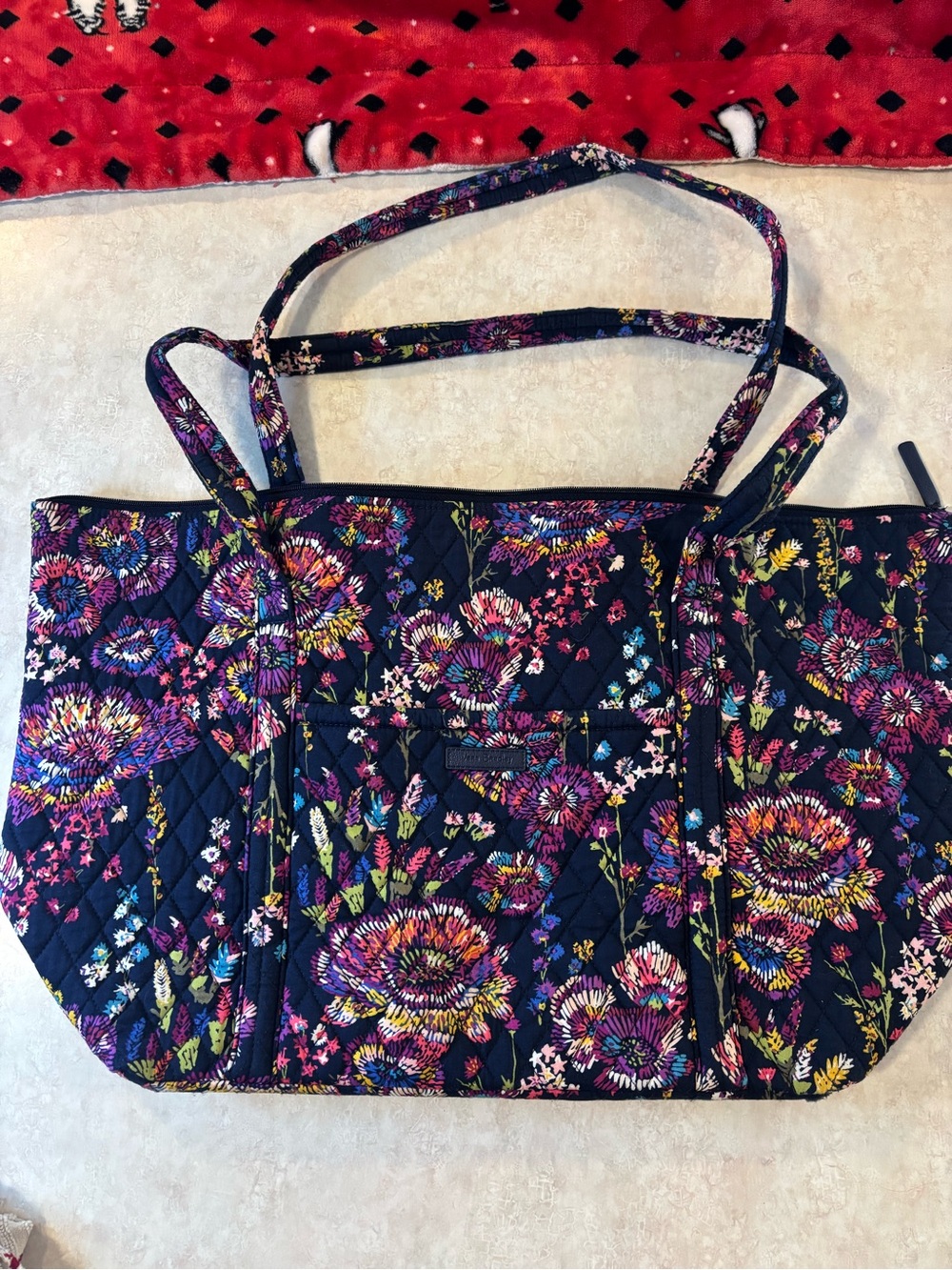 Vera Bradley Navy Floral Quilted Tote Bag